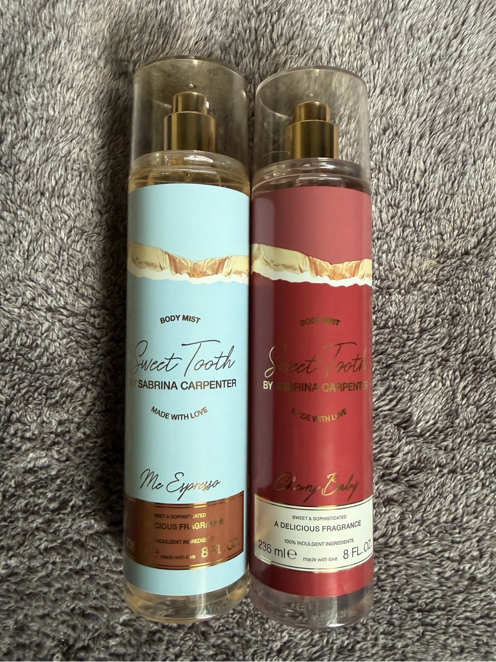 Set of 2 Sabrina Carpenter Body Sprays, Me Espresso & Cherry Baby- 8 Oz. X 2 New